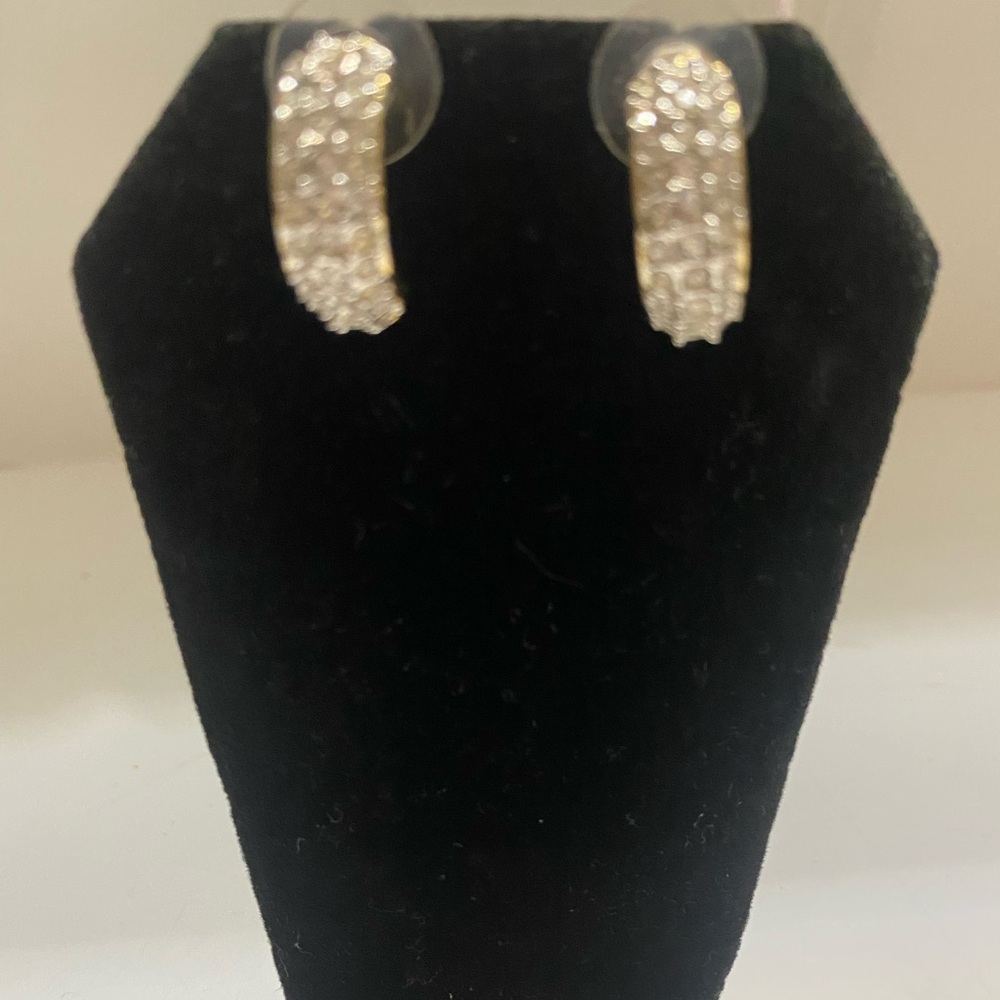 Gold Tone Crystal Hoop Earrings - Women Jewelry